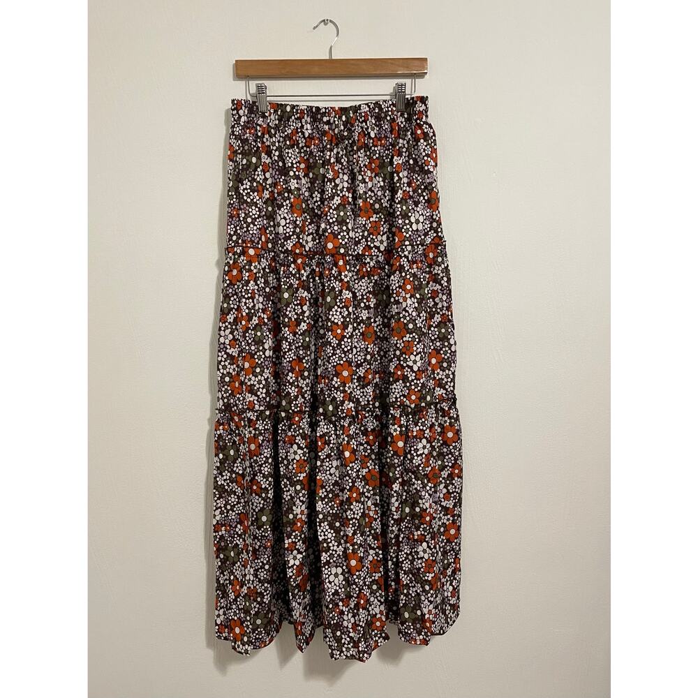 Women's Elastic Waist Skirt W/Drawstring Purple, Dark Brown, Orange Sz XL